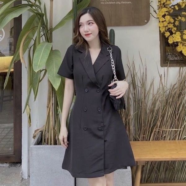 Váy Đầm Vest HAUTE Màu Đen Thu Đông Tay Dài Dáng Ngắn Cao Cấp Kèm Áo Trong  Mới 2023 V123 | Shopee Việt Nam