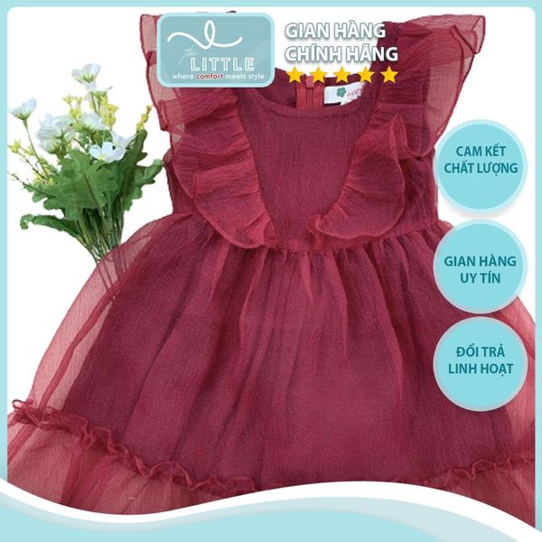 Váy Đầm Trẻ Em Thiết Kế Voan Đỏ Đính Ngọc Trai Cho Bé Gái