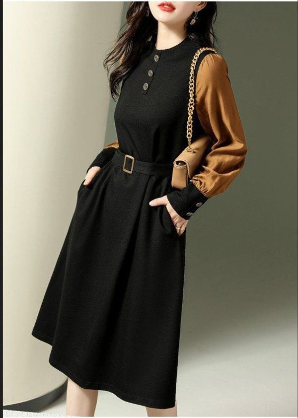 Váy đầm đen phối dây kim tuyến Big size 65kg - Quần Áo Xưởng May ANN