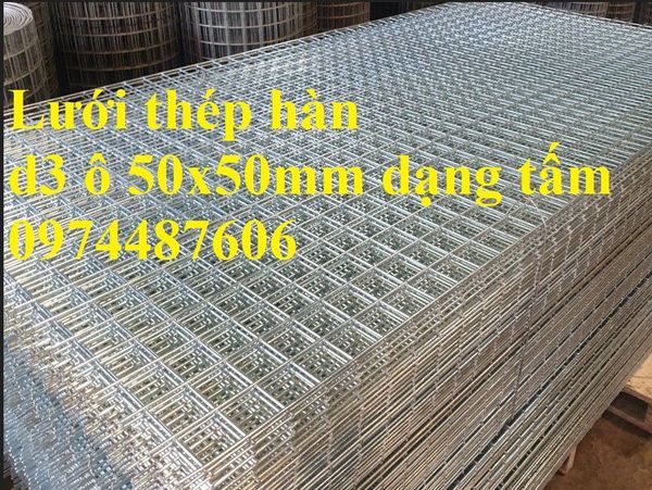 Lưới thép hàn mạ kẽm D3 a 50x50mm dạng tấm. Hàng có sẵn tại kho Hà Nội