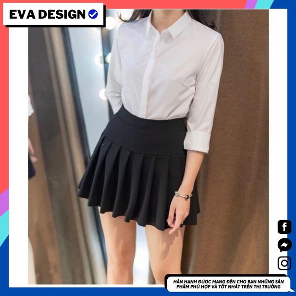 Áo sơ mi đen nữ tay dài cổ đức Eva de Eva 23SSME009D  Shopee Việt Nam