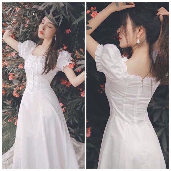 Váy Vintage Trắng Dáng Xuông Siêu Xinh - Váy trắng dài - Váy Tầng - Váy  Trắng Nữ Vintage | Lazada.vn