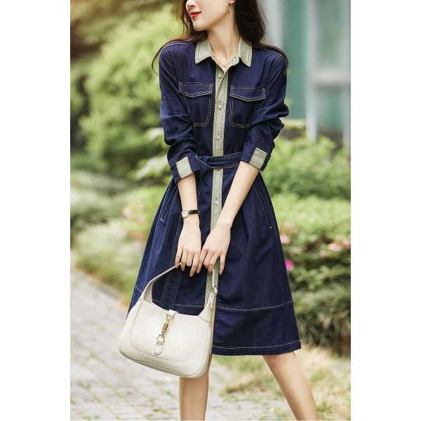 ĐẦM XÒE DENIM PHỐI VIỀN TAY LỞ - DT1707