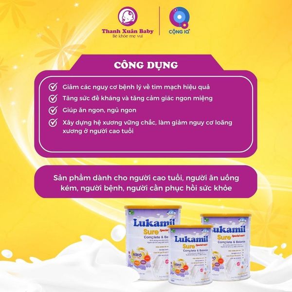 Sữa bột Lukamil Sure vị hạt chia Mỹ Organic hỗ trợ phục hồi sức khỏe 900g - Thanh Xuân Baby Sữa bột Lukamil Sure vị hạt chia Mỹ Organic hỗ trợ phục hồi sức khỏe 900g - Thanh Xuân Baby