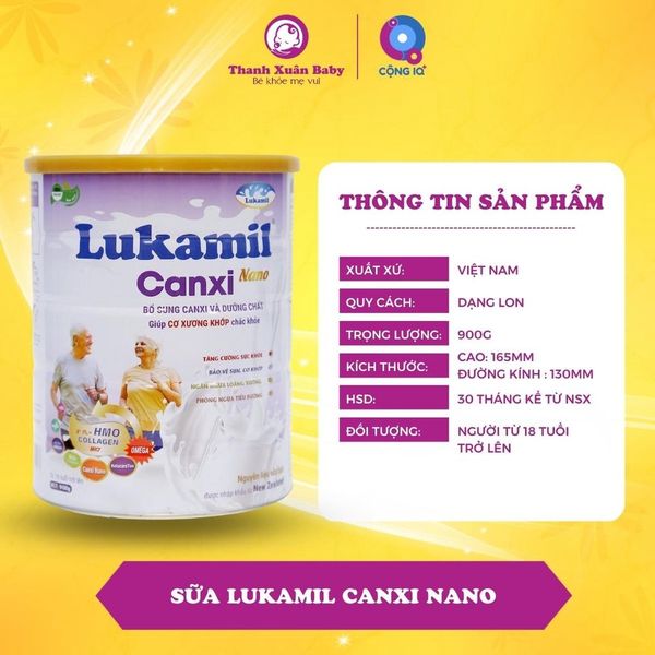 Sữa bột Lukamil Canxi Nano vị hạt chia Mỹ bổ sung Canxi cần thiết 900g - Thanh Xuân Baby Sữa bột Lukamil Canxi Nano vị hạt chia Mỹ bổ sung Canxi cần thiết 900g - Thanh Xuân Baby
