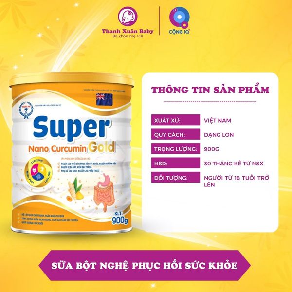 Sữa bột nghệ Super Nano Curcumin 900g phục hồi sức khỏe sau phẫu thuật - Thanh Xuân Baby Sữa bột nghệ Super Nano Curcumin 900g phục hồi sức khỏe sau phẫu thuật - Thanh Xuân Baby