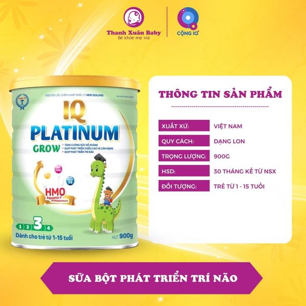 Sữa bột IQ Platinum Grow sữa bò phát triển trí não và chiều cao cho trẻ 900g - Thanh Xuân Baby Sữa bột IQ Platinum Grow sữa bò phát triển trí não và chiều cao cho trẻ 900g - Thanh Xuân Baby