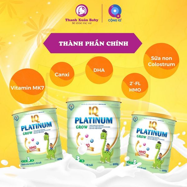 Sữa bột IQ Platinum Grow sữa bò phát triển trí não và chiều cao cho trẻ 900g - Thanh Xuân Baby Sữa bột IQ Platinum Grow sữa bò phát triển trí não và chiều cao cho trẻ 900g - Thanh Xuân Baby