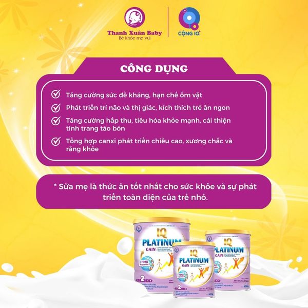 Sữa bột tăng cân cho người gầy IQ Platinum Gain 900g sữa bò cải thiện cân nặng - Thanh Xuân Baby Sữa bột tăng cân cho người gầy IQ Platinum Gain 900g sữa bò cải thiện cân nặng - Thanh Xuân Baby