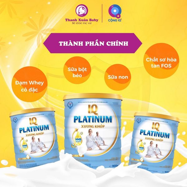 Sữa non IQ Platinum Xương Khớp cho người loãng xương, thiếu hụt Canxi 900g - Thanh Xuân Baby Sữa non IQ Platinum Xương Khớp cho người loãng xương, thiếu hụt Canxi 900g - Thanh Xuân Baby