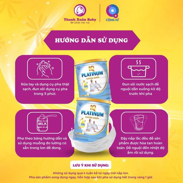 Sữa non IQ Platinum Xương Khớp cho người loãng xương, thiếu hụt Canxi 900g - Thanh Xuân Baby Sữa non IQ Platinum Xương Khớp cho người loãng xương, thiếu hụt Canxi 900g - Thanh Xuân Baby