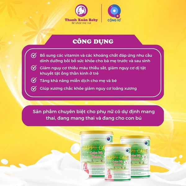 Sữa bầu Happy Care Mama bổ sung dinh dưỡng cho phụ nữ mang thai và sau sinh 900g - Thanh Xuân Baby Sữa bầu Happy Care Mama bổ sung dinh dưỡng cho phụ nữ mang thai và sau sinh 900g - Thanh Xuân Baby