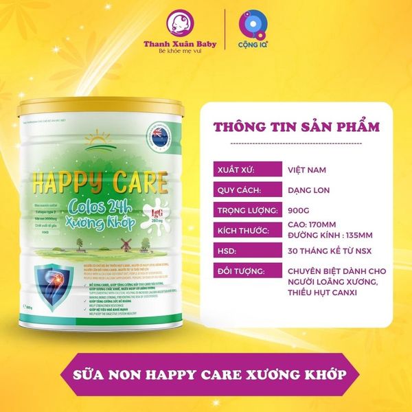Sữa non Happy Care Xương Khớp cho người loãng xương, thiếu hụt Canxi 900g - Thanh Xuân Baby Sữa non Happy Care Xương Khớp cho người loãng xương, thiếu hụt Canxi 900g - Thanh Xuân Baby