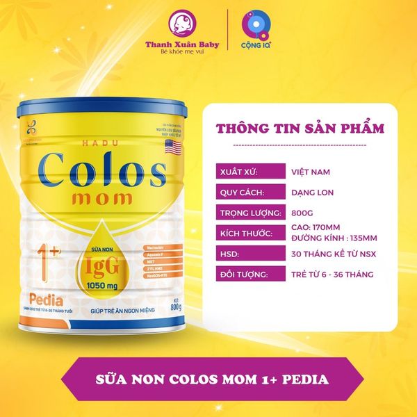Sữa non Colos Mom Pedia 1+ cải thiện biếng ăn giúp trẻ ăn ngon miệng 800g - Thanh Xuân Baby Sữa non Colos Mom Pedia 1+ cải thiện biếng ăn giúp trẻ ăn ngon miệng 800g - Thanh Xuân Baby