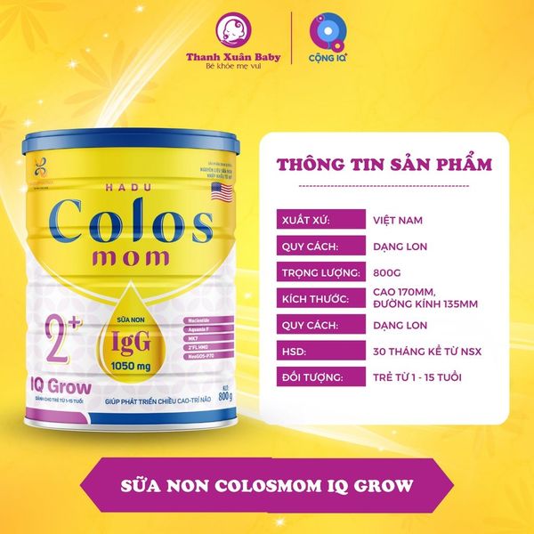 Sữa non Colos Mom IQ Grow phát triển chiều cao, trí não cho bé 800g - Thanh Xuân Baby Sữa non Colos Mom IQ Grow phát triển chiều cao, trí não cho bé 800g - Thanh Xuân Baby