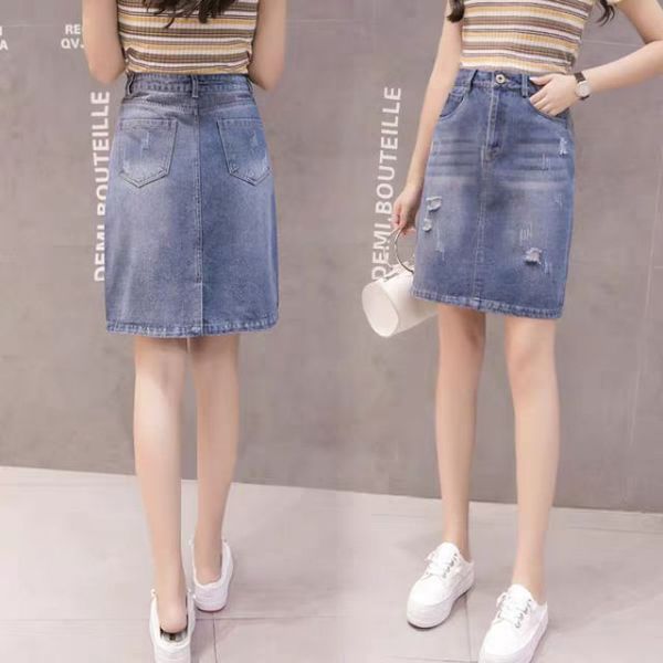 40kg~90kg] CHÂN VÁY JEAN BÚT CHÌ BIG SIZE XANH NHẠT DÀI DƯỚI GỐI 3171  MoliJeans - MoliJeans | Lazada.vn