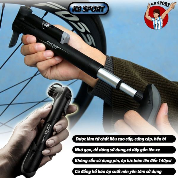 Bơm mini xe đạp GIYO GM-642 có đồng hồ đo áp suất - Giá Sendo khuyến mãi:  350,000đ - Mua ngay! - Tư vấn mua sắm & tiêu dùng trực tuyến Bigomart