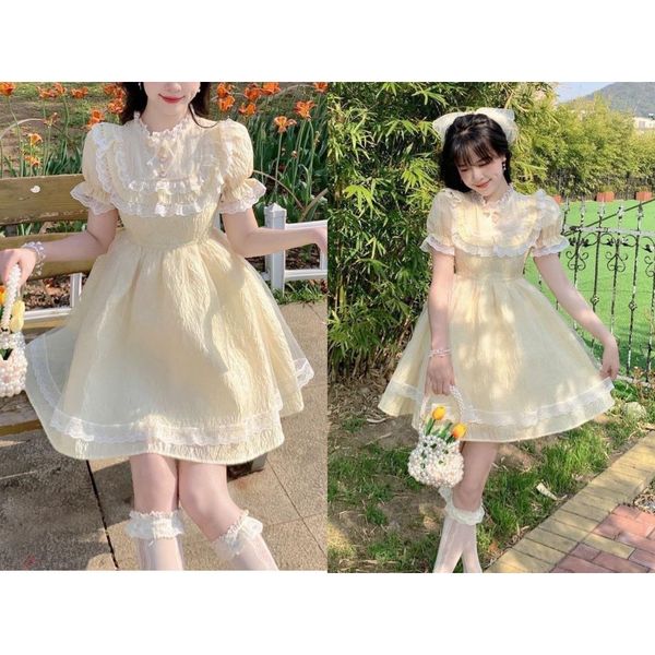 Váy hoa vintage dáng xòe cánh tiên, Đầm hoa vintage viền bèo - Váy Fashion