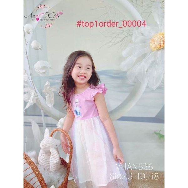 Đầm thun chân voan 7 sắc cầu vồng in ngựa pony unicorn