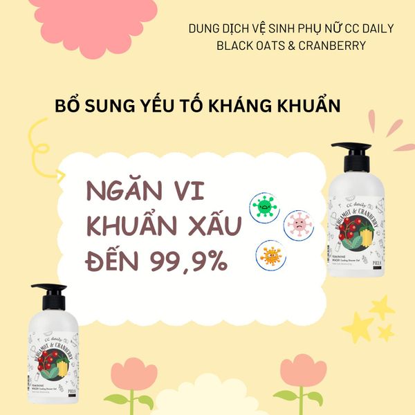 Dung dịch vệ sinh phụ nữ làm mát và thanh lọc da CC Daily Bergamot & Cranberry Feminine Wash Cooling Shower Gel 330g Dung dịch vệ sinh phụ nữ làm mát và thanh lọc da CC Daily Bergamot & Cranberry Feminine Wash Cooling Shower Gel 330g
