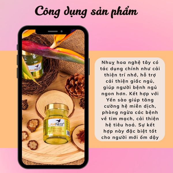 Tổ Yến Chưng Nhụy Hoa Nghệ Tây LamNest tươi nguyên chất 30% yến 70ml - yensaocaocaplamnest Tổ Yến Chưng Nhụy Hoa Nghệ Tây LamNest tươi nguyên chất 30% yến 70ml - yensaocaocaplamnest