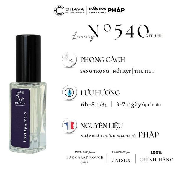 NƯỚC HOA MINI LUXURY N0540 5ML - CHAVA NƯỚC HOA MINI LUXURY N0540 5ML - CHAVA