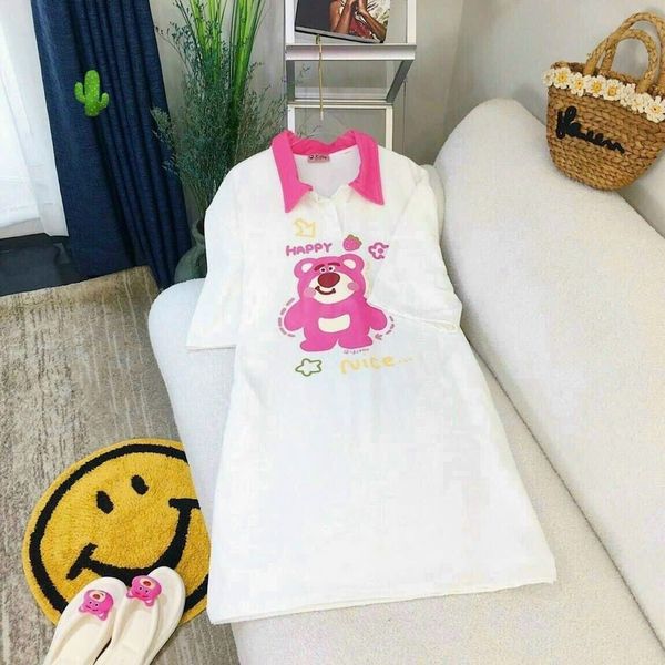 ĐẦM SUÔNG NỮ CỔ TRỤ THUN TICI GẤU HỒNG HAPPY - AUSA HOUSE ĐẦM SUÔNG NỮ CỔ TRỤ THUN TICI GẤU HỒNG HAPPY - AUSA HOUSE