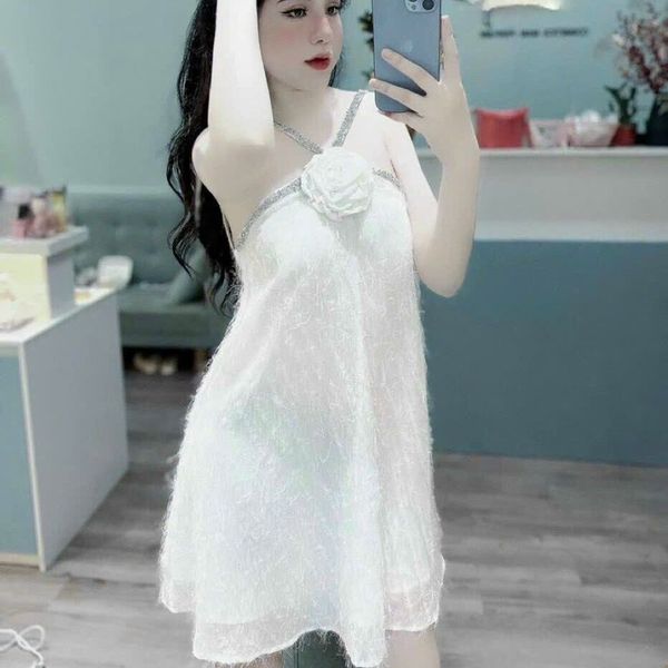 ĐẦM NỮ ĐÍNH HOA VẢI LÔNG MỀM MỊN CÓ LÓT - AUSA HOUSE ĐẦM NỮ ĐÍNH HOA VẢI LÔNG MỀM MỊN CÓ LÓT - AUSA HOUSE