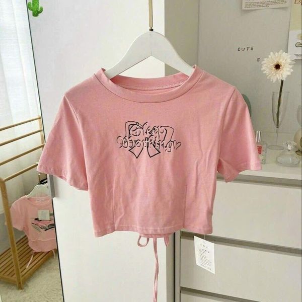 ÁO THUN NỮ CROPTOP CỔ TRÒN TAY NGẮN DÂY CỘT RÚT EO SLEEP MORKING - AUSA HOUSE ÁO THUN NỮ CROPTOP CỔ TRÒN TAY NGẮN DÂY CỘT RÚT EO SLEEP MORKING - AUSA HOUSE
