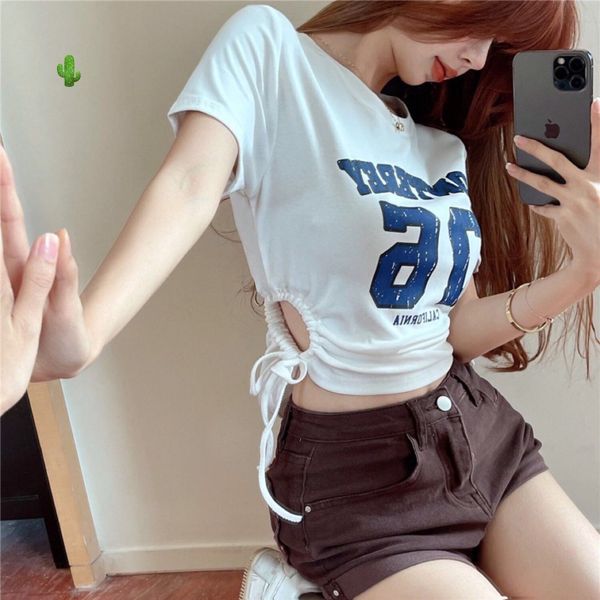 ÁO THUN NỮ CROPTOP CỔ TRÒN TAY NGẮN DÂY RÚT EO 76 - AUSA HOUSE ÁO THUN NỮ CROPTOP CỔ TRÒN TAY NGẮN DÂY RÚT EO 76 - AUSA HOUSE