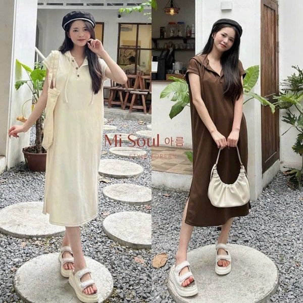 ĐẦM NỮ SUÔNG NỈ TĂM LEN TAY NHÍ CÓ MŨ FORM RỘNG - AUSA HOUSE ĐẦM NỮ SUÔNG NỈ TĂM LEN TAY NHÍ CÓ MŨ FORM RỘNG - AUSA HOUSE