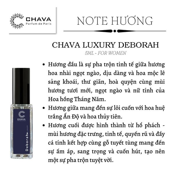 NƯỚC HOA MINI LUXURY DEBORAH 5ML PHONG CÁCH XỊT - CHAVA NƯỚC HOA MINI LUXURY DEBORAH 5ML PHONG CÁCH XỊT - CHAVA