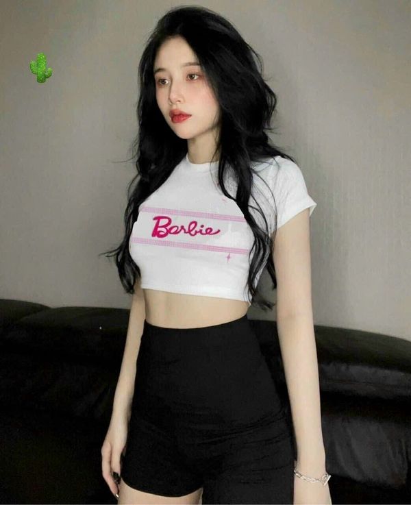 ÁO THUN NỮ CROPTOP CỔ TRÒN TAY NGẮN BARBIE - AUSA HOUSE ÁO THUN NỮ CROPTOP CỔ TRÒN TAY NGẮN BARBIE - AUSA HOUSE