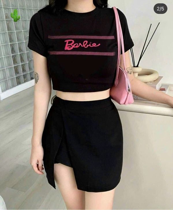 ÁO THUN NỮ CROPTOP CỔ TRÒN TAY NGẮN BARBIE - AUSA HOUSE ÁO THUN NỮ CROPTOP CỔ TRÒN TAY NGẮN BARBIE - AUSA HOUSE