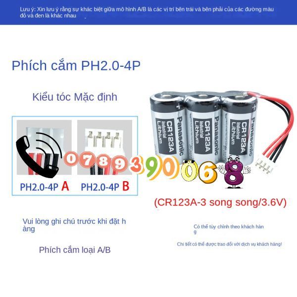 Panasonic CR123A-2 Pin Lithium 3V Kết Nối Nối Tiếp 6V Mitsubishi