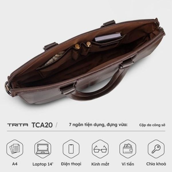 Cặp da nam công sở phối ngăn Trita TCA20 Cặp da nam công sở phối ngăn Trita TCA20