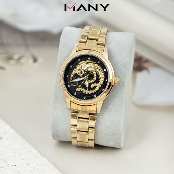 Đồng hồ nữ Phượng Hoàng mặt tròn cổ điển - Đồng hồ đeo tay nữ hình phượng, dây thép mạ vàng MANY Đồng hồ nữ Phượng Hoàng mặt tròn cổ điển - Đồng hồ đeo tay nữ hình phượng, dây thép mạ vàng MANY