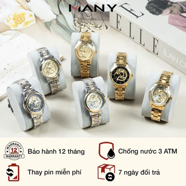 Đồng hồ nữ Phượng Hoàng mặt tròn cổ điển - Đồng hồ đeo tay nữ hình phượng, dây thép mạ vàng MANY Đồng hồ nữ Phượng Hoàng mặt tròn cổ điển - Đồng hồ đeo tay nữ hình phượng, dây thép mạ vàng MANY
