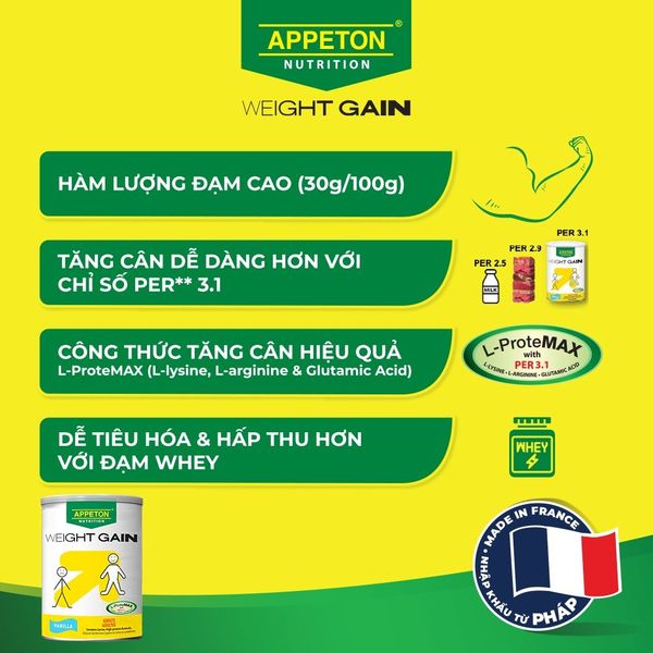 Sữa Tăng Cân Appeton Weight Gain cho Người lớn hương Vanilla 450g Sữa Tăng Cân Appeton Weight Gain cho Người lớn hương Vanilla 450g