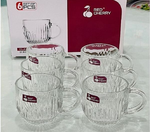 BỘ 6 LY THUỶ TINH CÓ QUAI RED CHERY 230ML (THÙNG 12)