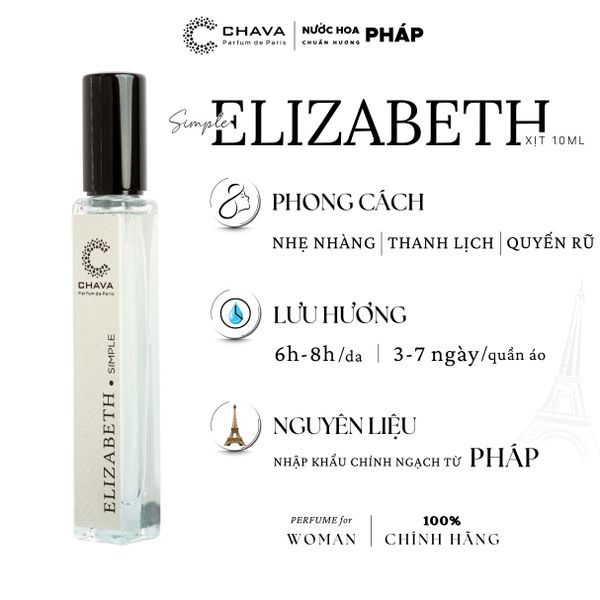 NƯỚC HOA MINI SIMPLE ELIZABETH 10ML PHONG CÁCH XỊT - CHAVA NƯỚC HOA MINI SIMPLE ELIZABETH 10ML PHONG CÁCH XỊT - CHAVA
