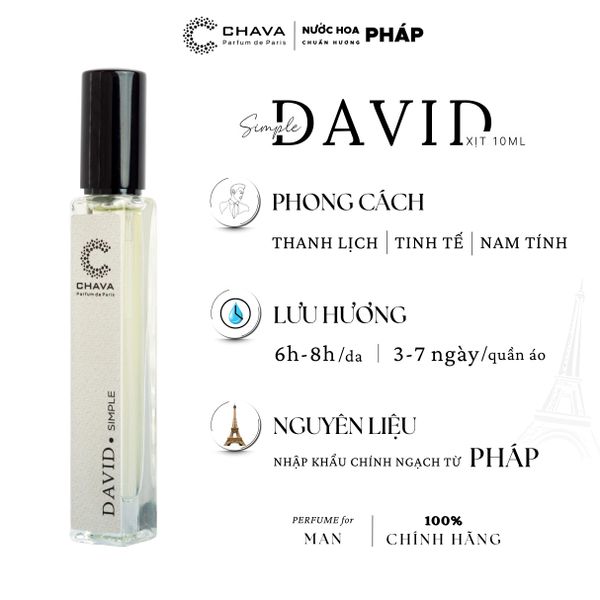 NƯỚC HOA MINI SIMPLE DAVID 10ML PHONG CÁCH XỊT - CHAVA NƯỚC HOA MINI SIMPLE DAVID 10ML PHONG CÁCH XỊT - CHAVA