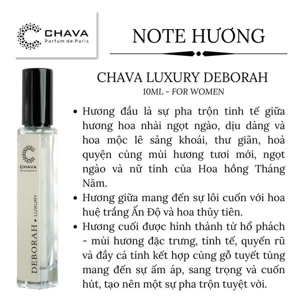 COMBO 2 CHAI NƯỚC HOA LUXURY 10ML (DEBORAH, DANIEL, RUTH) - CHAVA COMBO 2 CHAI NƯỚC HOA LUXURY 10ML (DEBORAH, DANIEL, RUTH) - CHAVA
