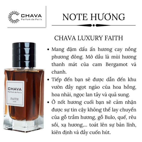 NƯỚC HOA UNISEX LUXURY FAITH 50ML PHONG CÁCH XỊT - CHAVA NƯỚC HOA UNISEX LUXURY FAITH 50ML PHONG CÁCH XỊT - CHAVA