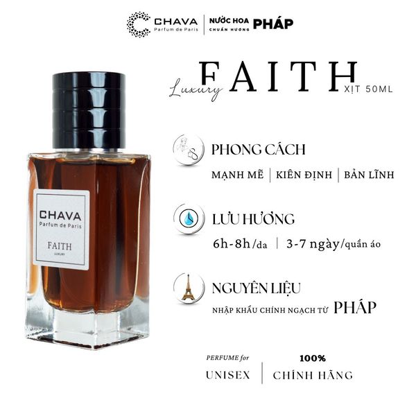 NƯỚC HOA UNISEX LUXURY FAITH 50ML PHONG CÁCH XỊT - CHAVA NƯỚC HOA UNISEX LUXURY FAITH 50ML PHONG CÁCH XỊT - CHAVA