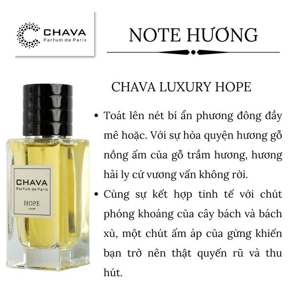 NƯỚC HOA UNISEX LUXURY HOPE 50ML PHONG CÁCH XỊT - CHAVA NƯỚC HOA UNISEX LUXURY HOPE 50ML PHONG CÁCH XỊT - CHAVA