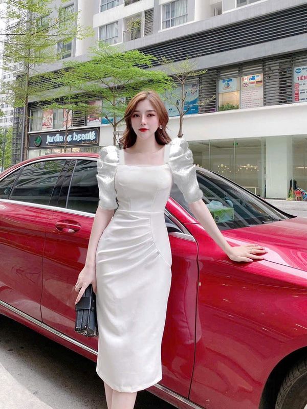 Đầm thiết kế nữ body cổ vuông xếp ly cao cấp Đầm thiết kế nữ body cổ vuông xếp ly cao cấp