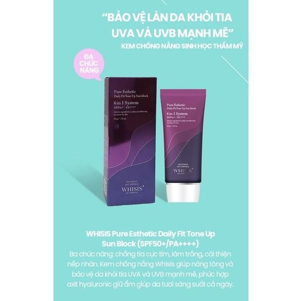 Kem Chống Nắng Dưỡng Trắng Kiềm Dầu Nâng Tone WHISIS Pure Esthetic Daily Fit Tone Up Sun Block SPF50+/PA++++ 50g Kem Chống Nắng Dưỡng Trắng Kiềm Dầu Nâng Tone WHISIS Pure Esthetic Daily Fit Tone Up Sun Block SPF50+/PA++++ 50g