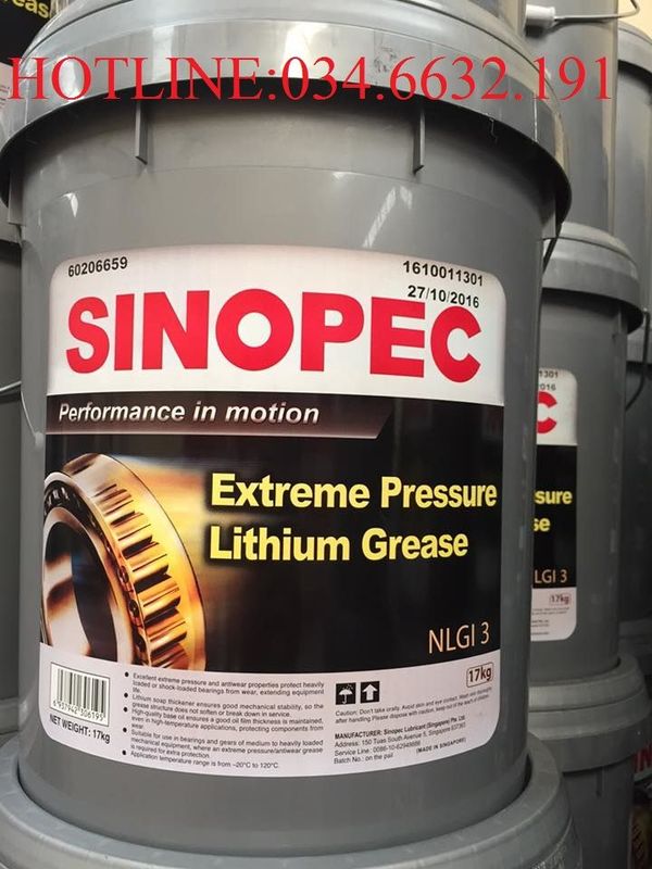 Mỡ Sinopec EP Lithium Grease NLGI 3 xô 17Kg giá sỉ, giá bán buôn Thị