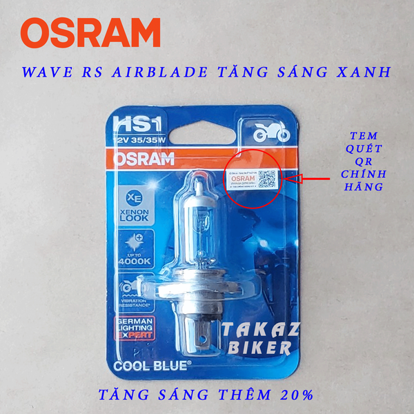 Bóng đèn HAL OSRAM HS1 Air Blade, Wave RS , Exciter , Vison Tăng Sáng ...